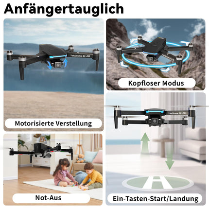 Toladrone drons ar kameras LCD ekrānu, digitālo attēlu pārraidi, tālvadības pulti, FPV drons ar bezkontaktu motoru pieaugušajiem, TD31LCD RC droni iesācējiem