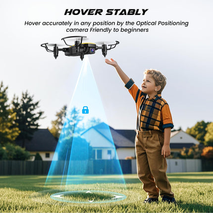 SIMREX X300C drons ar 720P HD kameru, RC kvadrokoptera salokāms drons, mini drons ar augstuma noturēšanu, 3D pagriezienu, bezgalvas režīmu, gravitācijas kontroli un 2 baterijām, dāvanas bērniem, pieaugušajiem, dzeltens