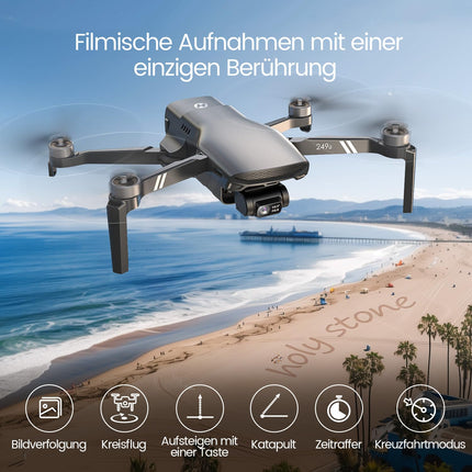 Holy Stone HS900 GPS drons ar 4K kameru pieaugušajiem, 3 asu bezkontaktu stabilizators, 48MP fotoattēli, 6 km pārraide, 30 minūšu lidojuma laiks, vizuālā izsekošana, QuickShots, kameras drons iesācējiem, svars zem 249 g C0