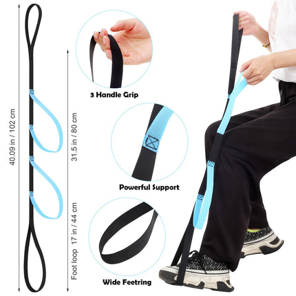 Kāju pacelšanas josta, kāju pacēlājs drošai pārvietošanās palīdzībai. 102 cm stāvēšanas palīglīdzeklis senioriem ar mīkstiem rokturiem lietošanai mājās no gultas, dīvāna, automašīnas.