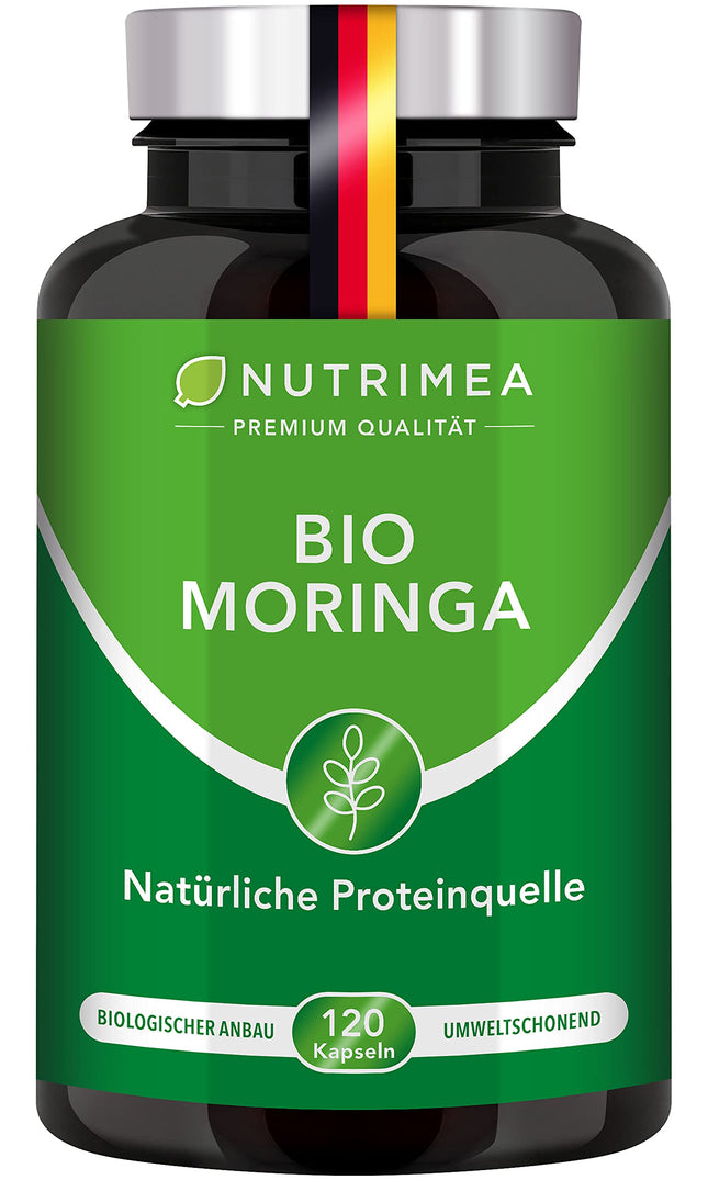 MORINGA Oleifera kapsulas | BIOLOĢISKI Sertificēts BEZ piedevām | Ražots Vācijā | Enerģijas tabletes 4 mēnešu krājumā | SUPERĒDIENS 100% VEGĀNS