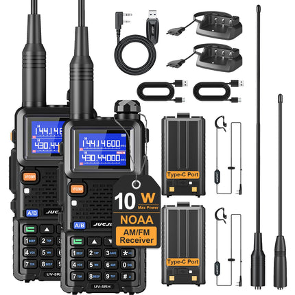 JUCJET UV-5RH daudzfrekvenču rācija, 999 kanāli, lukturītis, C tipa USB uzlādes stacija, augstas veiktspējas rācija piedzīvojumiem, āra aktivitātēm, kempingam, ģimenei (2 iepakojumi)