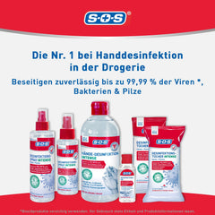 SOS dezinfekcijas salvetes INTENSE rokām + virsmām | bioloģiski noārdāms | iznīcina 99,99% baktēriju, sēnīšu un vīrusu* (piemēram, herpes, gripas un norovīrusus) | 10x25