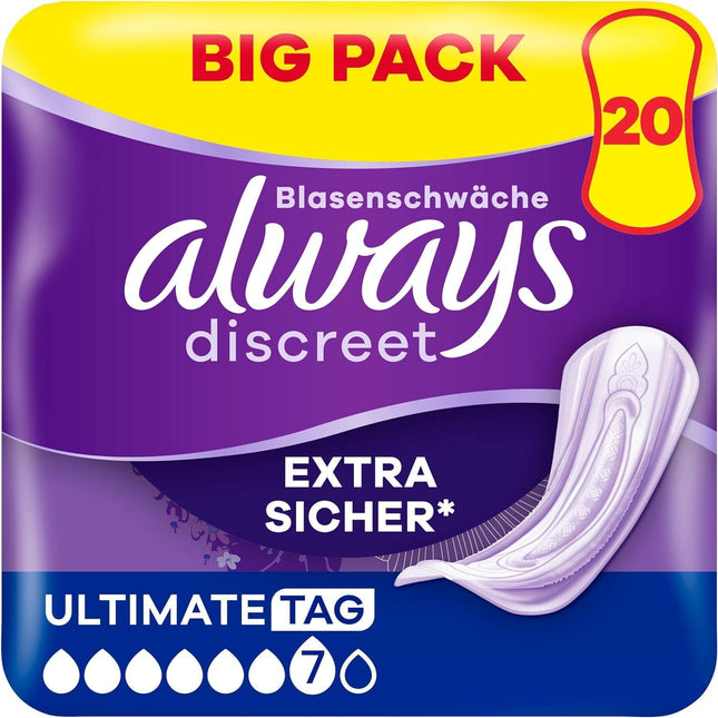 Always Discreet inkontinences ieliktņi sievietēm, Ultimate Day, 20 iepakojums