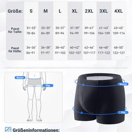 3 vīriešu inkontinences biksīšu iepakojums, vīriešu bokseršorti inkontinences ārstēšanai ar absorbējošu spilventiņu, 300 ml urīna ietilpība, kokvilnas mazgājama apakšveļa vīriešiem, melna, XXL