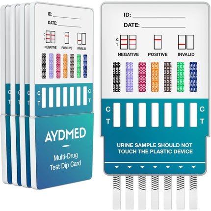 5 x AYDMED 7-in-1 narkotiku testa eksprestests | Narkotiku tests pašpārbaudes urīna skrīningam | Narkotiku testi kokaīna, opiātu, metadona, amfetamīnu, kaņepju, ekstazī un benzodiazepīnu noteikšanai