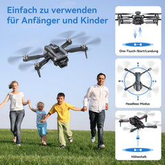 HYTOBP M°max drons ar 1080P kameru pieaugušajiem, droni bērniem, bezsuku motors, tālvadības drons, 3 baterijas, 5G WiFi, augstuma noturēšana, pacelšanās/nosēšanās ar vienu pogu, bezgalvas režīms, 3D apgriešana