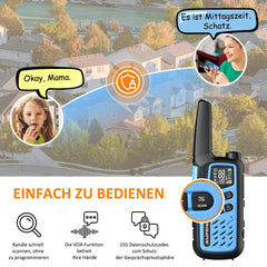 BAOFENG T25 PMR446 rācijas bez licences, 16 kanāli, CTCSS/DCS, divu pulksteņu, VOX, uzlādējamas rācijas ar 1400mAh akumulatoru, paredzētas pieaugušajiem un bērniem piedzīvojumiem, pārgājieniem, riteņbraukšanai (2 gab.)