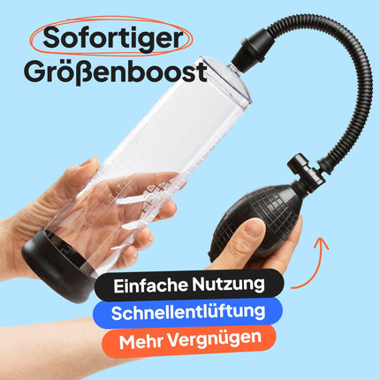 Baseks Classic dzimumlocekļa pumpis 24 cm - manuāls vakuuma pumpis vīriešiem - vienkāršs dzimumlocekļa pumpis ar caurspīdīgu cilindru - funkcionāls dzimumlocekļa pumpis iesācējiem - dzimumlocekļa pumpis bez akumulatora - rokas dzimumlocekļa pumpis