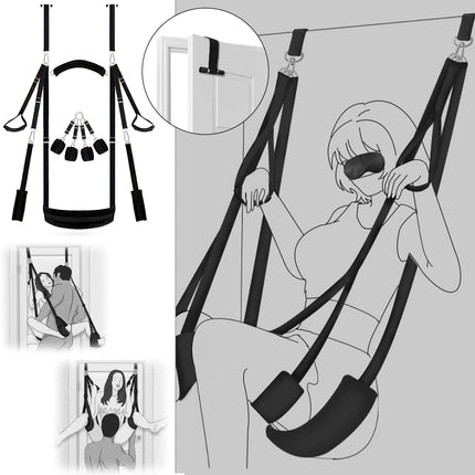 2024. gada jaunais mīlas šūpoles seksa šūpoles durvīm, daudzpusīgs bondage komplekts, roku dzelžu seksa gulta, mīlas šūpoles seksa mēbeles + pātaga + SM acu maska, BDSM rotaļlieta, bondage seksa komplekts