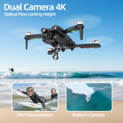 IDEA12 PRO drons ar regulējamu 4K kameru un optiskās plūsmas pozicionēšanu iesācējiem un pieaugušajiem, droni ar bezkontaktu motoru, FPV RC drons kvadrokopters ar 2 baterijām 30 minūtes