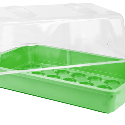 mgc24 iekštelpu siltumnīcas audzēšanas komplekts — audzēšanas paplāte ar vāku un ventilāciju — pilns komplekts ar 24 kūdras podiem + 2,5 l podu augsnes