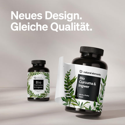 natural elements Bioloģiskā kurkuma un ingvers – 180 kapsulas – Bioloģiskā kurkuma, bioloģiskais ingvers un bioloģiskie pipari – ar kurkumīnu un piperīnu – Augsta deva – Ražots Vācijā un laboratorijā pārbaudīts vegāns