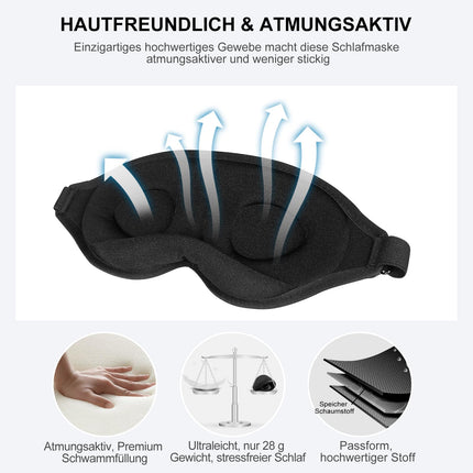 Aosun miega maska ​​sānu gulētājiem, 2024. gada uzlabotas 3D acu maskas miega maskas vīriešiem un sievietēm, 100% gaismu bloķējoša miega maska ​​ar regulējamu elastīgu siksnu ceļojumiem (melna)