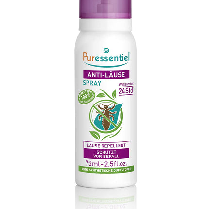 Puressentiel - pret utīm - galvas utu atbaidīšanas aerosols - galvas utis un gnīdas - atbaida utis un novērš invāziju - aktīvā viela 100% dabīgas izcelsmes - 75 ml