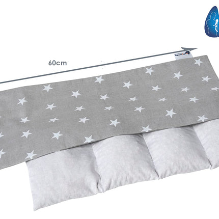 Medi Partners ķiršu kauliņu spilvens 60x20cm 800g 100% kokvilna 5 kameru liels organisks dabīgs siltuma spilvens aukstuma terapijai noņemams pārvalks (zvaigznes)