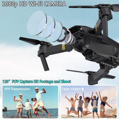 Drons ar kameru 1080P drons iesācējiem RC kvadrokopteru drons bērniem, FPV mini drons, augstuma noturēšana, pacelšanās/nosēšanās ar vienu taustiņu, 3D apgriešana. Dāvanas meitenēm/zēniem