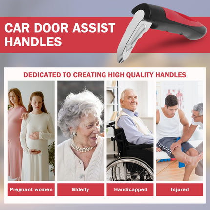 2 Stück Auto Ausstiegshilfe Senioren Tragend 400lbs Multifunktional Grip Helfer Auto Notfallhammer Auto Mobilitätshilfe Auto Griff Assistent Einstiegshilfe Auto Griff für Senioren Behindert (Rot)