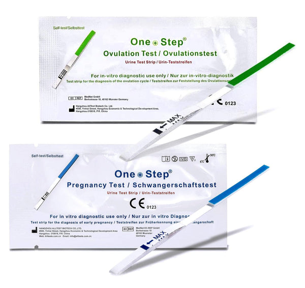 One+Step Combo Pack 50 ovulācijas testi un 20 grūtniecības testi - auglības tests sievietēm - ovulācijas tests ovulācijas noteikšanai