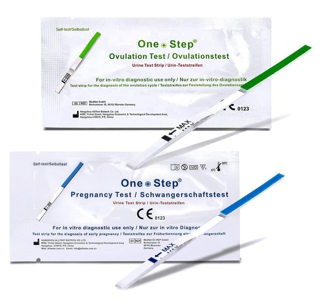 One+Step Combo Pack 50 ovulācijas testi un 20 grūtniecības testi - auglības tests sievietēm - ovulācijas tests ovulācijas noteikšanai