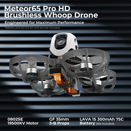 BETAFPV Meteor65 Pro bezkontaktu kvadrokopters ar Matrix 1S ​​​​3IN1 HD FC, 0802SE 19500KV motoru, 35 mm 3 lāpstiņu propelleru, saderīgs ar O4 gaisa bloku FPV filmu veidošanas entuziastiem lidojumiem iekštelpās un ārā - PNP