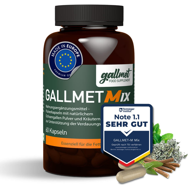 GALLMET žultsskābe, vērša žults, 60 kapsulas, 100 mg + garšaugi 37,5 mg, gremošanas enzīmi aknām, žultij, vēdera uzpūšanās, taukainām aknām, laktozes nepanesībai, gastrītam, zarnu attīrīšanai, vērša žultij, žults sāļiem