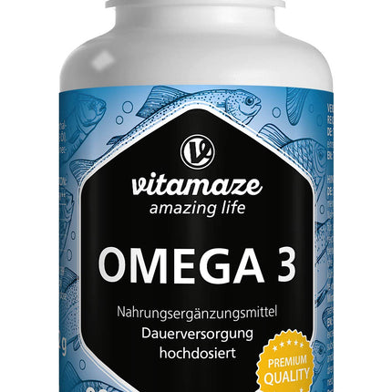 Omega 3 kapsulas, augsta deva, 400 mg EPA un 300 mg DHA triglicerīdu veidā 3 mēnešiem, 1 kapsula dienā, 1000 mg zivju eļļas no ilgtspējīgas zvejas, visaugstākā biopieejamība, ražots Vācijā