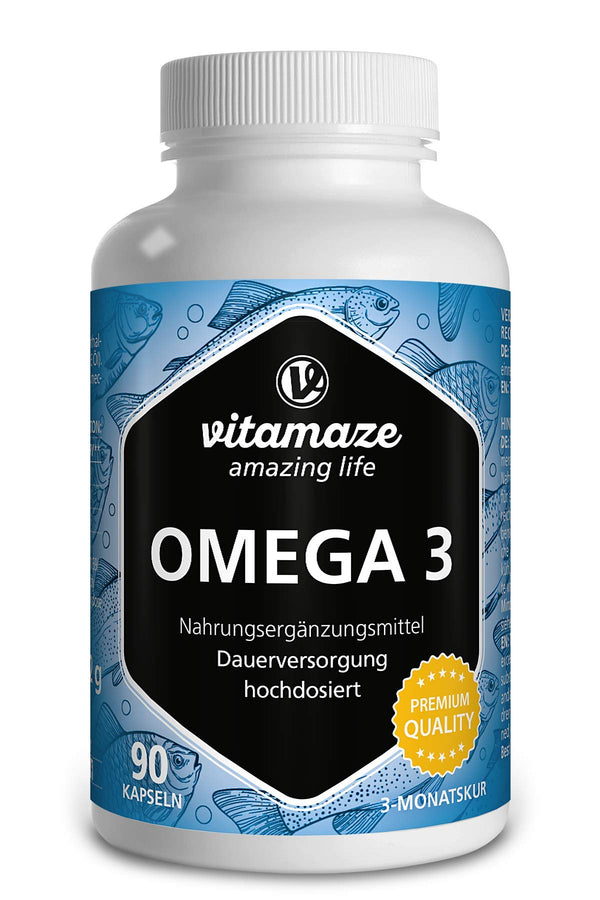 Omega 3 kapsulas, augsta deva, 400 mg EPA un 300 mg DHA triglicerīdu veidā 3 mēnešiem, 1 kapsula dienā, 1000 mg zivju eļļas no ilgtspējīgas zvejas, visaugstākā biopieejamība, ražots Vācijā