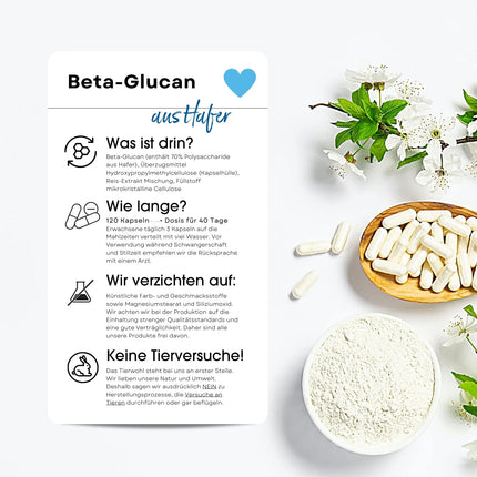 Fair &amp; Pure® - Beta-glikāna kapsulas 500 mg no auzām - 120 kapsulas - vegānas - dabīgas - bez magnija stearāta