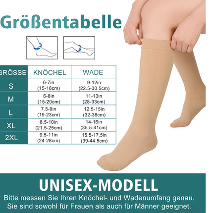 Evolyline 2 pāri medicīnisko kompresijas zeķu sievietēm un vīriešiem 20-30 mmHg 2. klase, ikru, slēgta purngala, atbalsta zeķes, kompresijas zeķes, trombozes zeķes, pakāpenisks atbalsts tūskas gadījumā