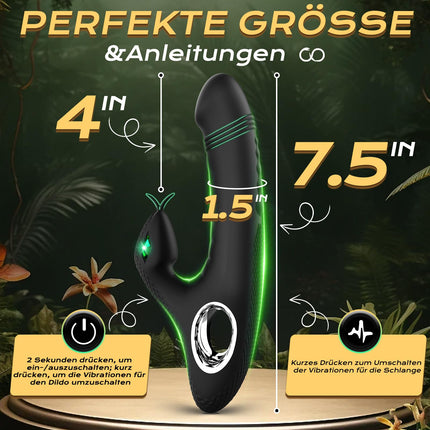Dildo vibrators seksa rotaļlieta sievietēm, vibratoru komplekti sievietēm, klitora stimulators viņai, G punkta vibratori ar klitora stimulāciju un 10 vibrācijas režīmiem, seksa rotaļlietas pāriem, seksa rotaļlieta