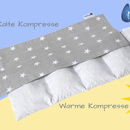 Medi Partners ķiršu kauliņu spilvens 60x20cm 800g 100% kokvilna 5 kameru liels organisks dabīgs siltuma spilvens aukstuma terapijai noņemams pārvalks (zvaigznes)
