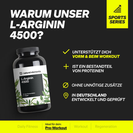 L-arginīns – 365 kapsulas – augsta deva: 4500 mg vegāna L-arginīna hidrohlorīda vienā dienas devā (3750 mg tīra L-arginīna) – augsta deva – ražots Vācijā un laboratorijā pārbaudīts