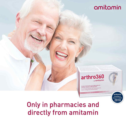 Amitamīns arthro360, 120 lielas devas kapsulas, aptiekas kvalitāte, 15 barības vielas locītavām un kauliem ar glikozamīnu, hondroitīnu, MSM, individuāli higiēniski iepakotas