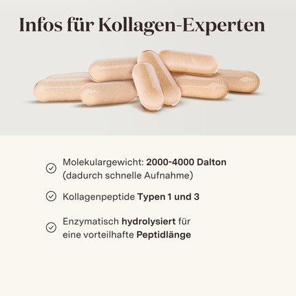 Glow25® kolagēna kapsulas ar augstu devu [180 kapsulas] ar hialuronskābi un C vitamīnu | Augstākās kvalitātes kolagēna komplekss | Laboratorijā pārbaudīts