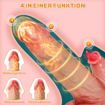 Reālistiski vibratori dildo sievietēm, anālā dildo vibrācija ar 10 vibrācijām, 7 mēles laizīšanas, 7 grūdienu darbības, seksa rotaļlieta sievietēm ar sildīšanu, dildo dzimumlocekļa vibrators dzimumlocekļa G punktam