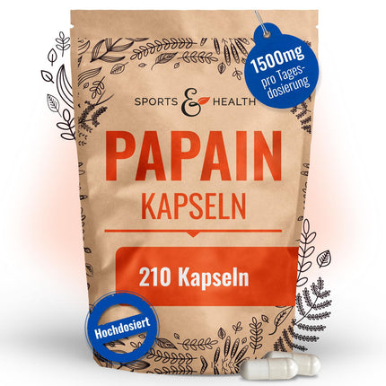 Papaīna kapsulas – 210 Carica Papaijas enzīmu kapsulas – augsta deva – 1500 mg dienā – Papaijas enzīmi bez piedevām – Papaijas gremošanas enzīms – Papaīns