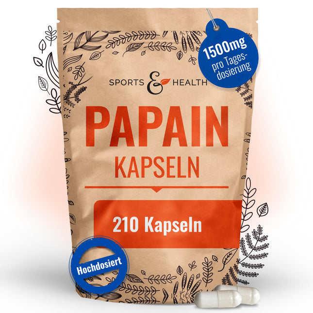 Papaīna kapsulas – 210 Carica Papaijas enzīmu kapsulas – augsta deva – 1500 mg dienā – Papaijas enzīmi bez piedevām – Papaijas gremošanas enzīms – Papaīns