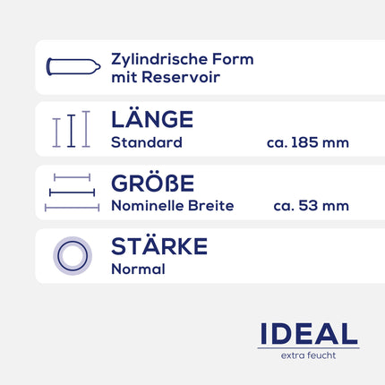 Ritex IDEAL prezervatīvi, īpaši mitrinoši, ar papildu lubrikantu, 10 gabali, ražoti Vācijā (1 iepakojums)