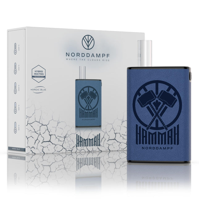 Norddampf HAMMAH augu iztvaicētājs | Kompakts augstākās kvalitātes garšaugu vaporizators | Hibrīda apkures tehnoloģija | 1600 mAh akumulators | 30 s uzsilšanas laiks | Izolēti elpceļi | 5 temperatūras līmeņi | Ziemeļu zilais