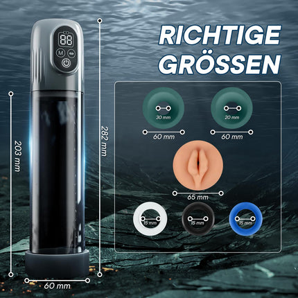 Penispumpe für Penisvergrößerung Sex Spielzeug für die Männer, Elektrische Penis Pumpe Vakuumpumpe mit 5 Saugstufen 6 Trainingsmodi, Wasserdicht Taschenmuschi Masturbator mit Penisring 2 Silikonhülsen
