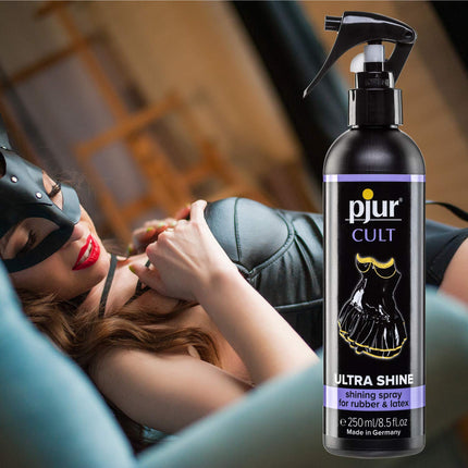pjur CULT Ultra Shine - lateksa kopšanas līdzeklis intensīvam spīdumam bez pulēšanas - arī gumijai (250ml)