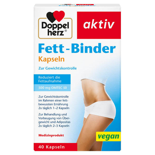 Doppelherz Fat Binder – medicīniska ierīce svara samazināšanas diētas atbalstam – 40 vegānas kapsulas