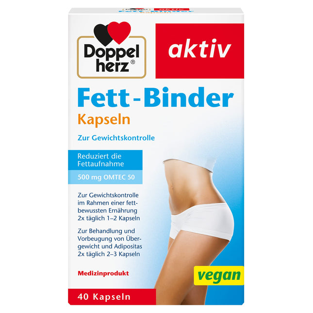 Doppelherz Fat Binder – medicīniska ierīce svara samazināšanas diētas atbalstam – 40 vegānas kapsulas