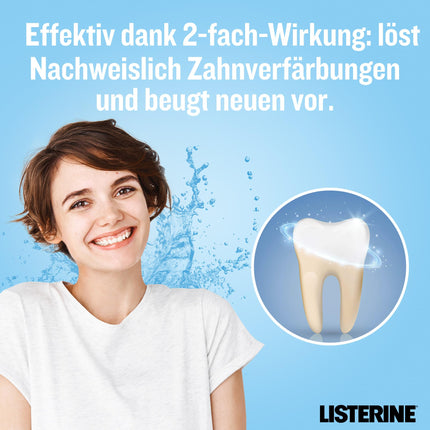 LISTERINE Advanced White mild (500 ml), antibakteriāls mutes skalošanas līdzeklis noturīgu zobu traipu noņemšanai, mutes skalošanas līdzeklis ar maigu balināšanas tehnoloģiju, baltākiem zobiem tikai 1 nedēļas laikā