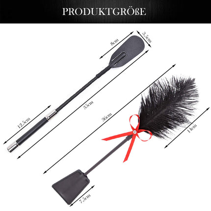 BDSMAGE 35 cm jāšanas pātaga erotiska ādas pātaga ar spalvu kutinātāja lāpstiņu, BDSM bondage komplekts, ādas pātaga, pēriena spalvu kutinātāja masāžas spalvu nūjiņa seksa rotaļlieta pāriem