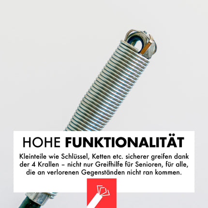 JOAM spīļu satvērējs (90 cm) – īpaši drošs un ērts satvēriens, pateicoties ergonomiskajam rokturim – Spirālveida kanalizācija – universāli lietojams – Teleskopisks satvērējs mājsaimniecībai un darbam – Satvērēja roka