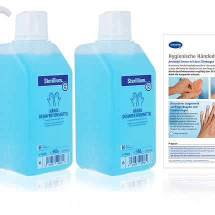 Sterillium roku dezinfekcijas komplekti ar dozēšanas sūkni iznīcina 99,9% baktēriju (2 x 500 ml)