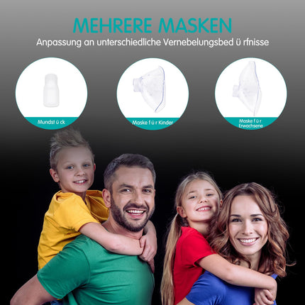 Inhalators bērniem, inhalators pieaugušajiem un bērniem, kluss smidzinātājs, pārnēsājamie inhalatori elpceļu slimībām, inhalators ar iemutni un 2 maskām - pelēks
