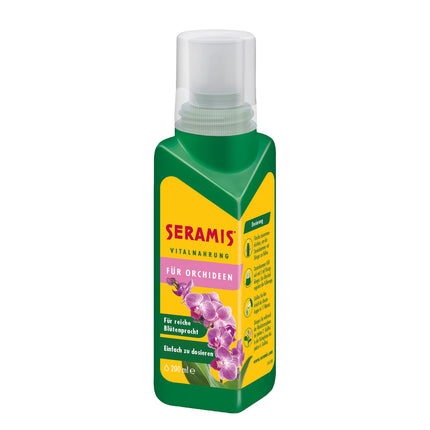 Seramis Vital Food orhidejām, 200 ml – Mēslojums optimālai orhideju augšanai, šķidrs mēslojums ar praktisku dozēšanas palīglīdzekli 4,5 x 4,5 x 17,6 cm, dzeltens